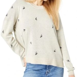 Madewell Pullover Cashmere Blend Bow Jacquard Sweater, size XS